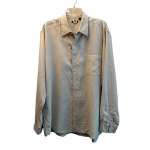 Structure 100% Linen Mens Button Up Shirt Beige Tan Oatmeal Color Size XL
